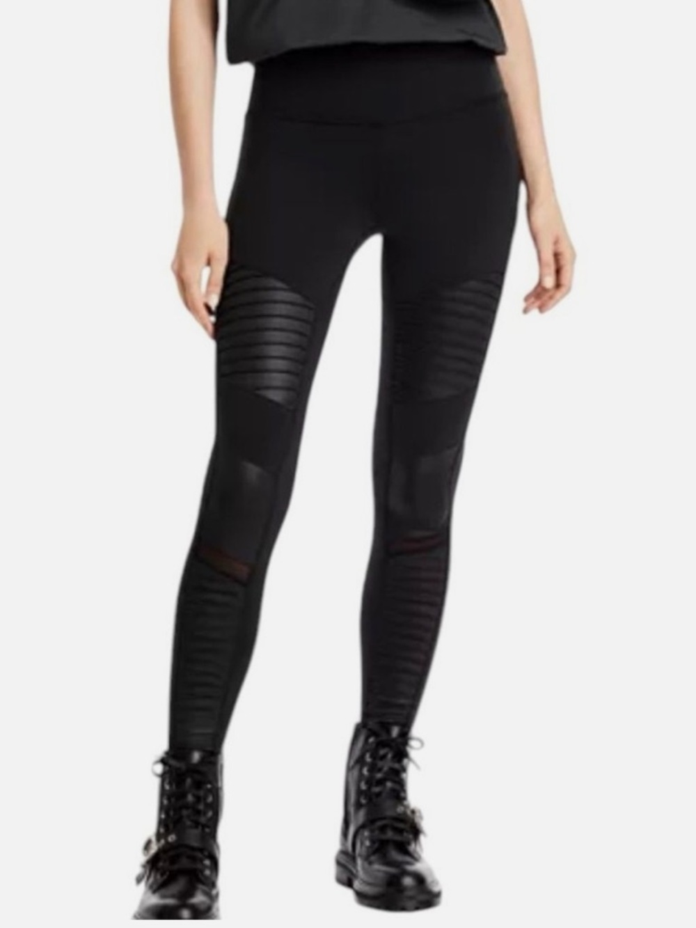 ALO Yoga Moto Mesh Details Leggings in Black